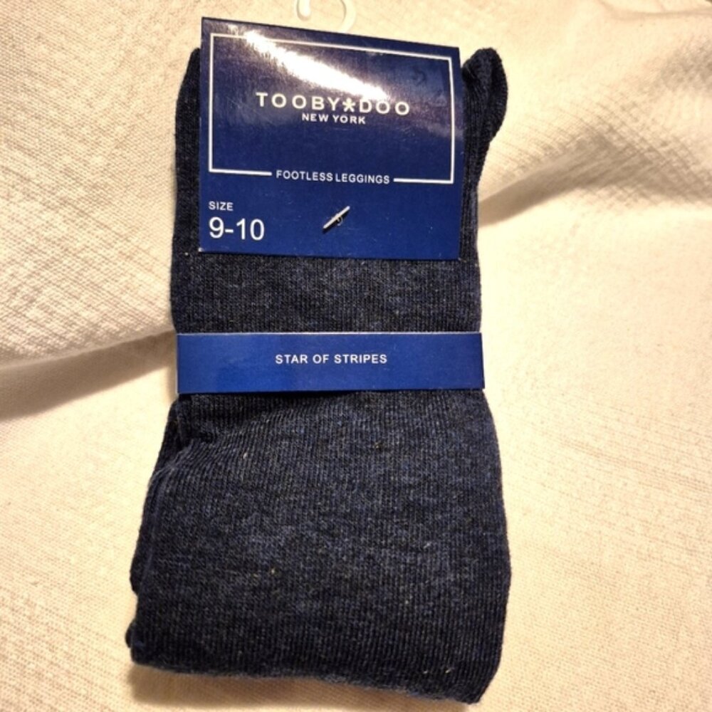 Tooby Doo girls size 9-10 footless sweater tights leggings navy blue NEW